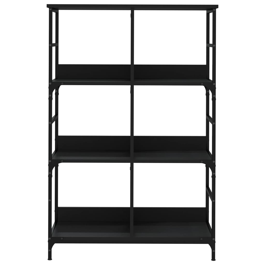 Bokhylle svart 78,5x33x117,5 cm konstruert tre