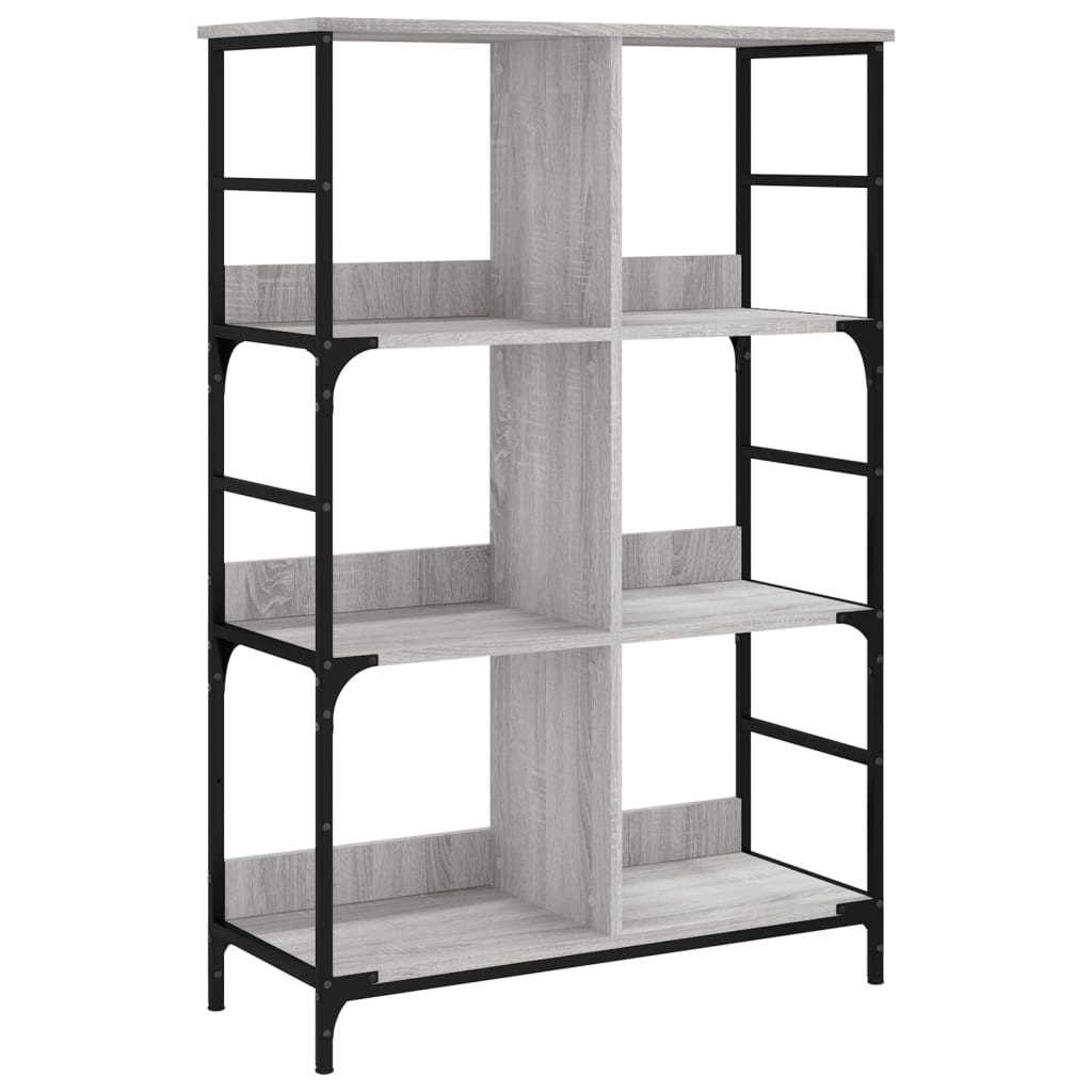 Bokhylle grå sonoma 78,5x33x117,5 cm konstruert tre