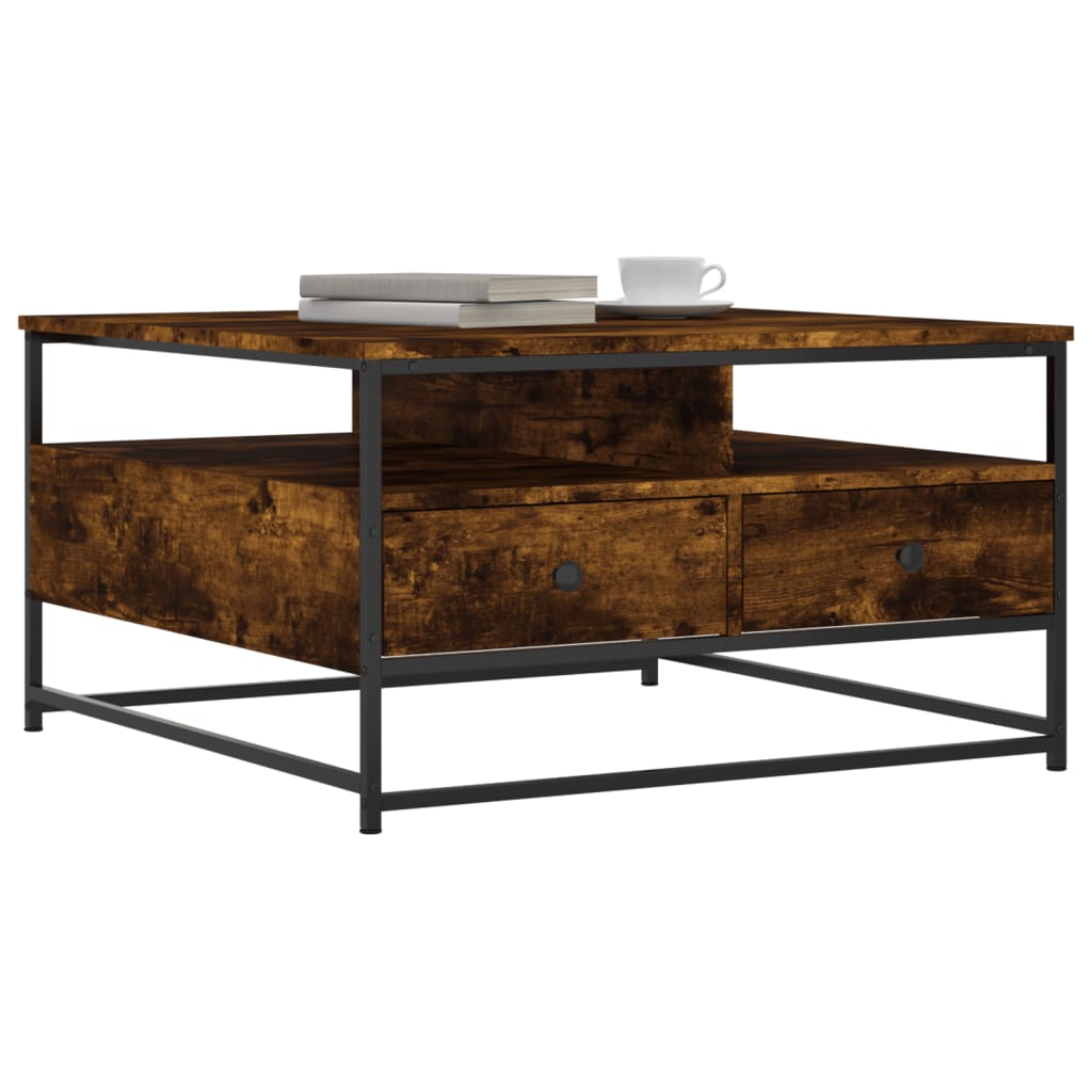 Salongbord røkt eik 80x80x45 cm konstruert tre