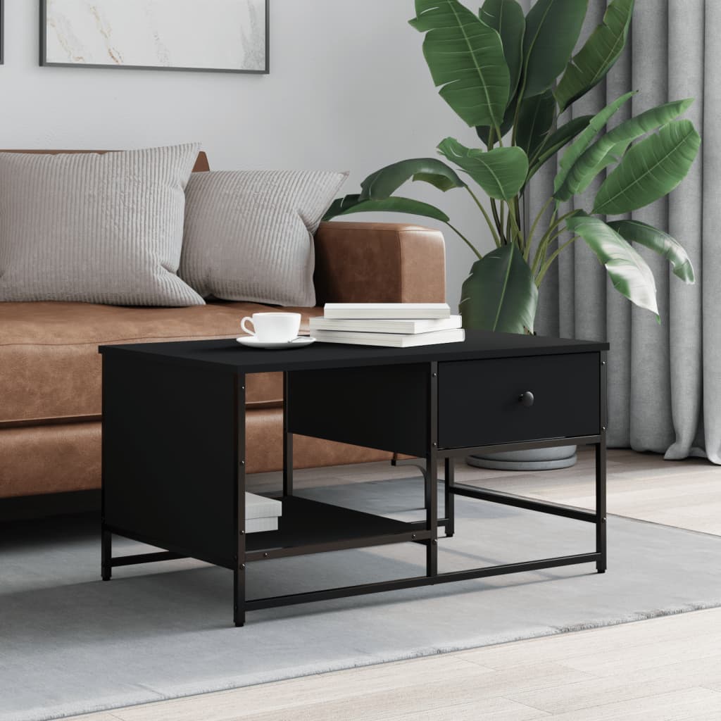 Salongbord svart 85,5x51x45 cm konstruert tre