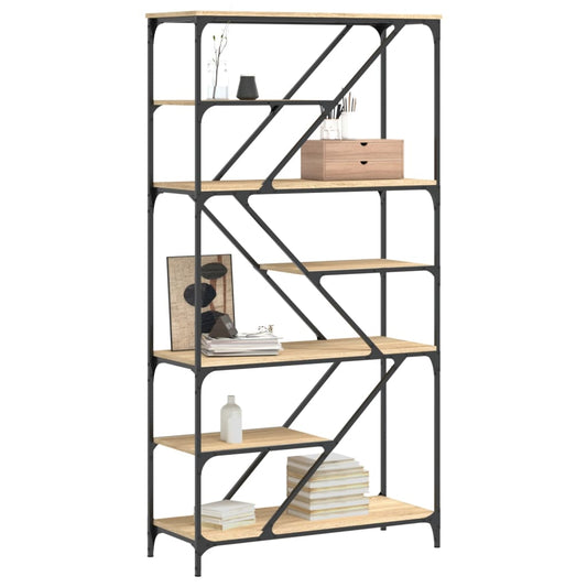 Bokhylle sonoma eik 91x36x176 cm konstruert tre og jern
