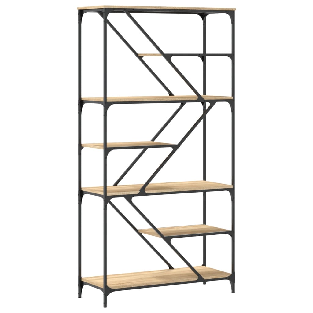 Bokhylle sonoma eik 91x36x176 cm konstruert tre og jern