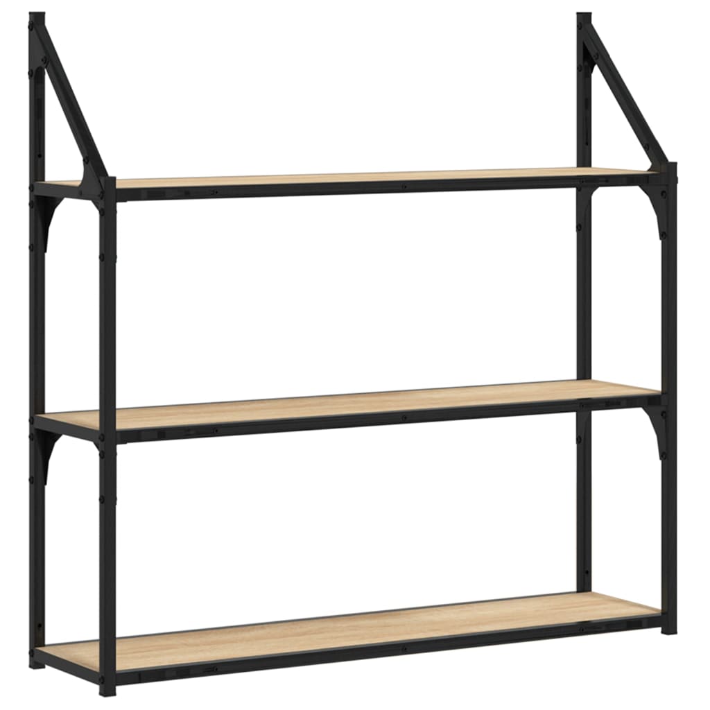 Vegghylle 3 etasjer sonoma eik 80x21x78,5 cm konstruert tre