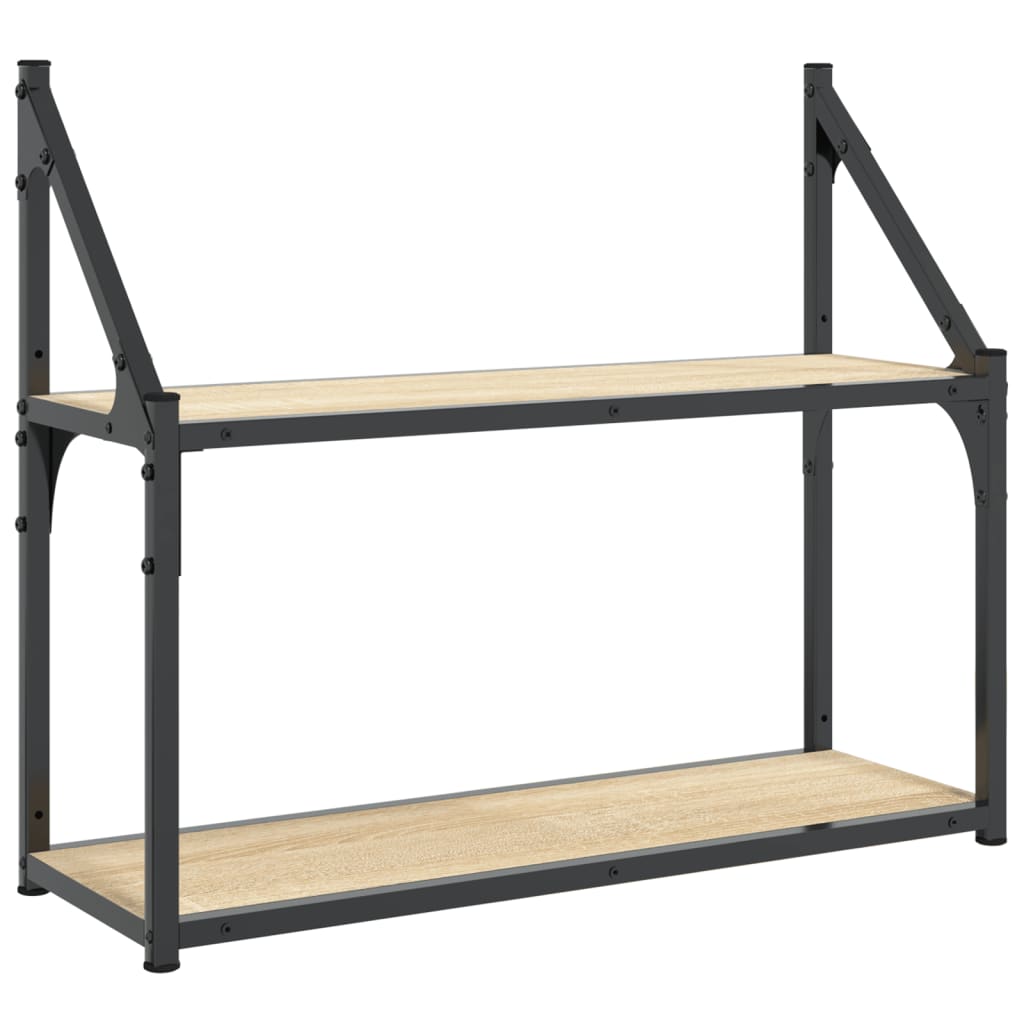 2-etasjes vegghylle sonoma eik 60x21x51 cm konstruert tre