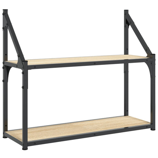 2-etasjes vegghylle sonoma eik 60x21x51 cm konstruert tre