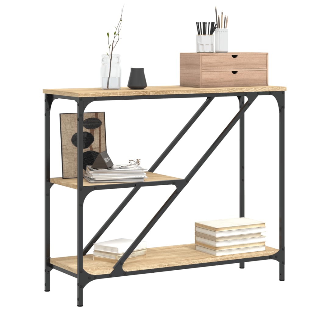 Konsollbord sonoma eik 88,5x30x75 cm konstruert tre