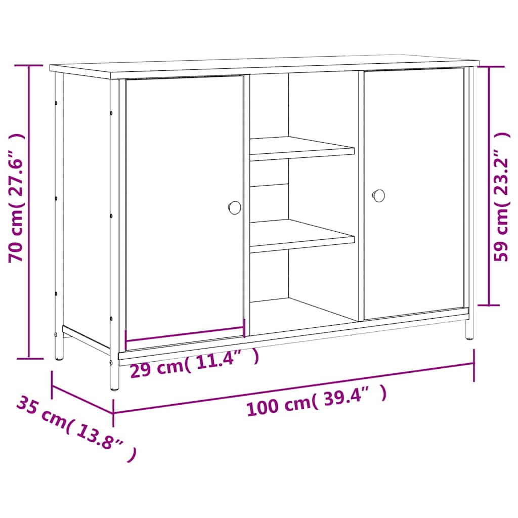 Skjenk røkt eik 100x35x70 cm konstruert tre vidaXL