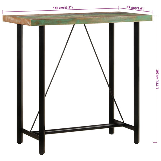 Barbord 110x55x107 cm gjenvunnet heltre og jern