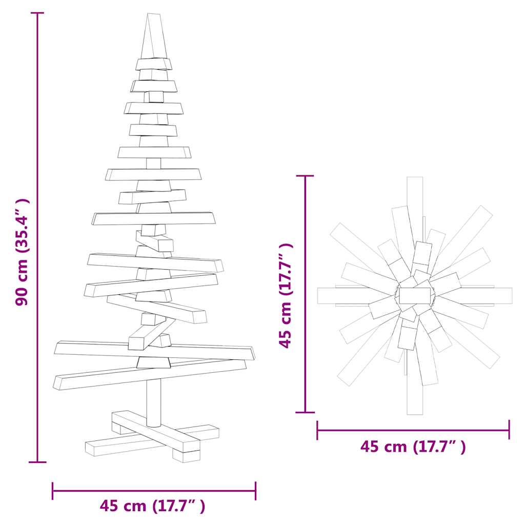 Juletre av tre til pynt 75 cm heltre furu