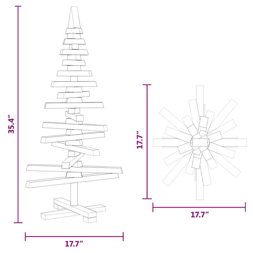 Juletre av tre til pynt 75 cm heltre furu