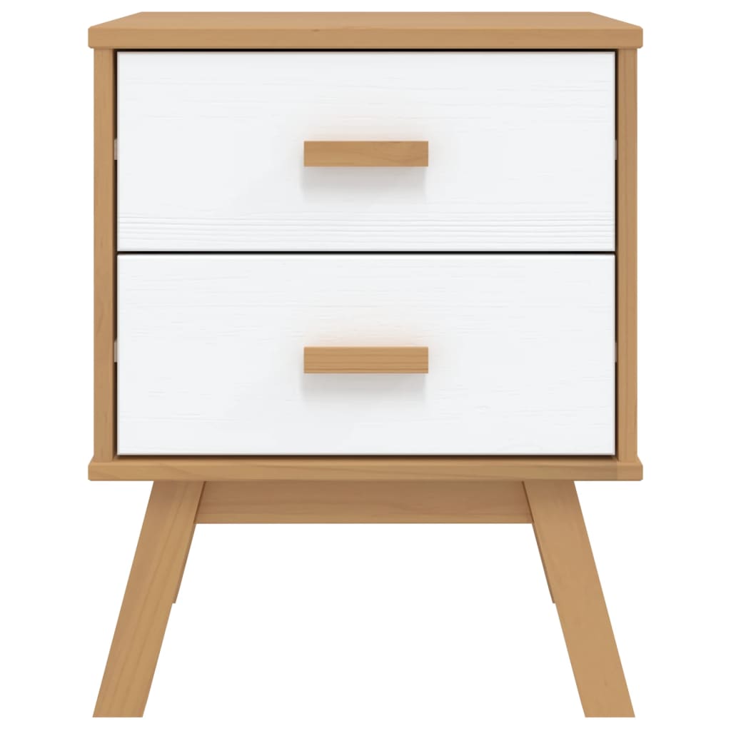 Nattbord OLDEN hvit og brun heltre furu