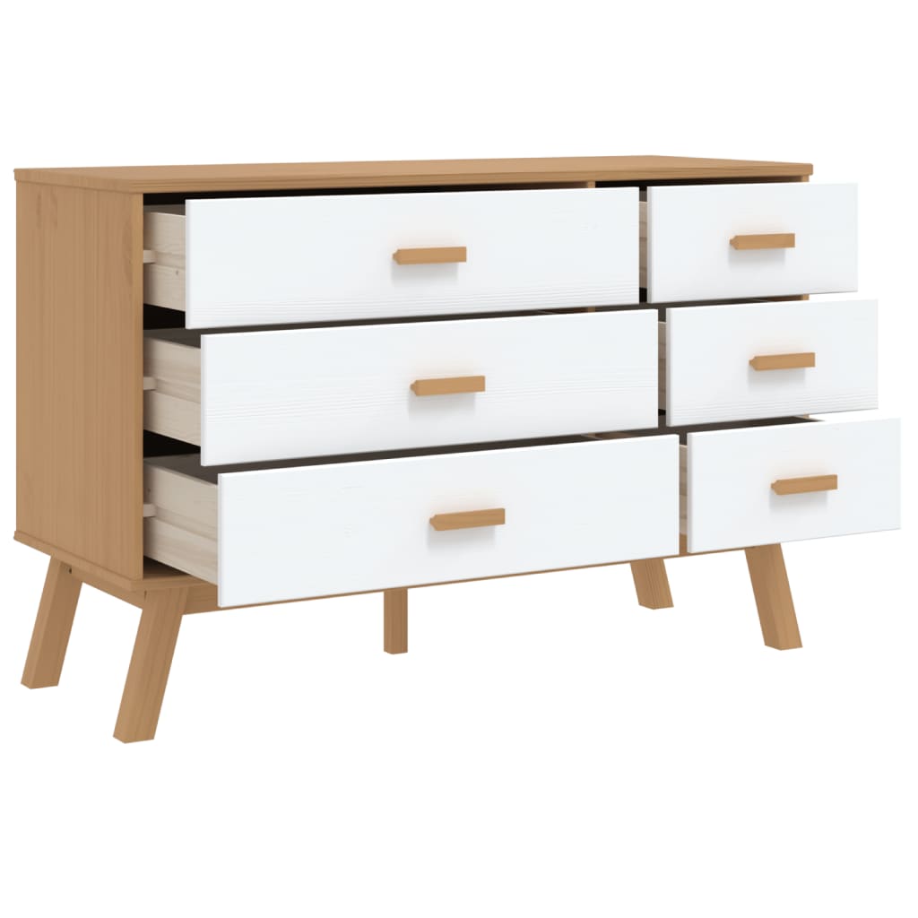 Kommode OLDEN hvit og brun heltre furu