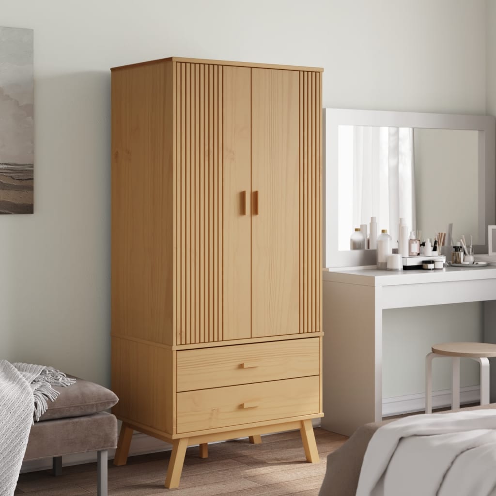Garderobe OLDEN brun 76,5x53x172 cm heltre furu