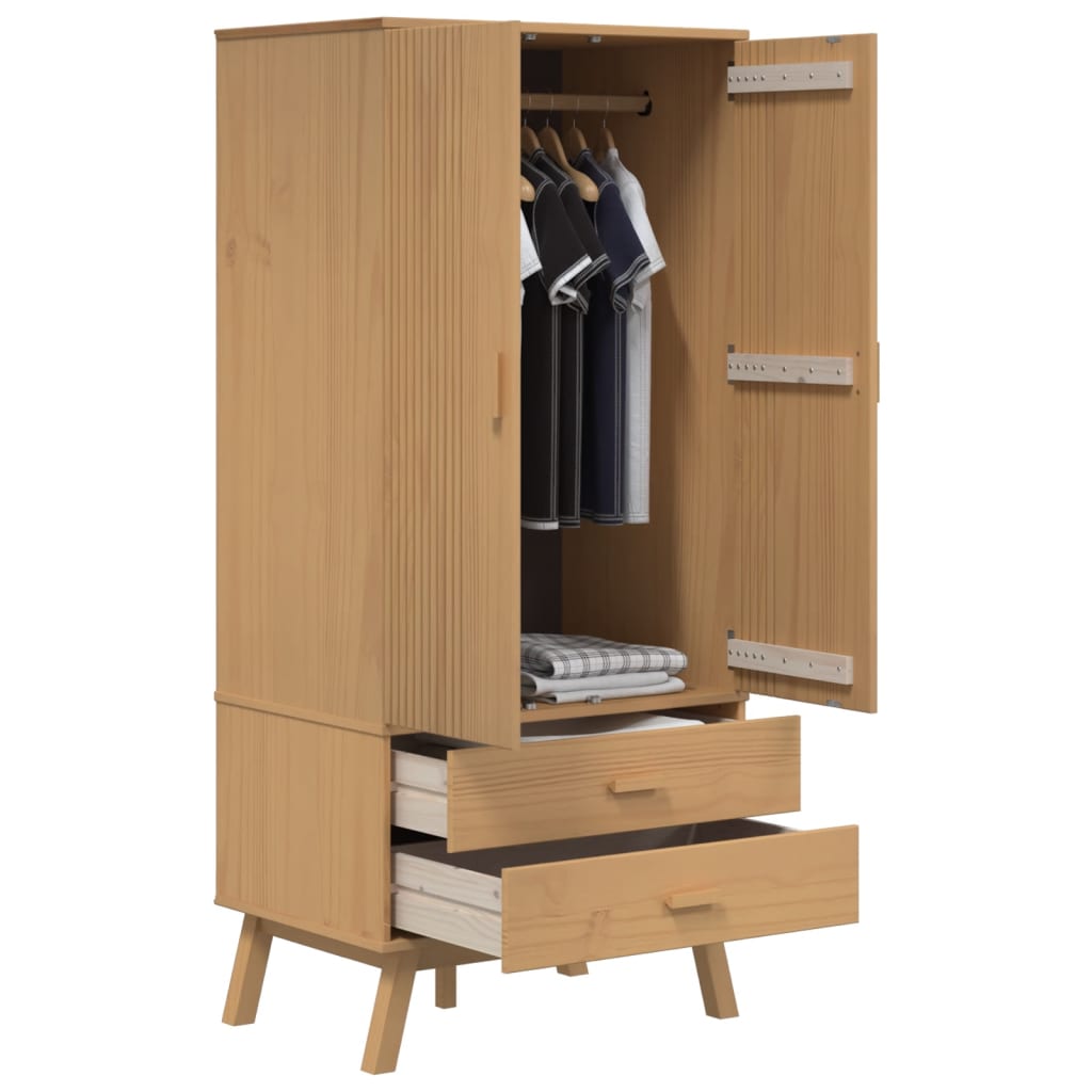 Garderobe OLDEN brun 76,5x53x172 cm heltre furu