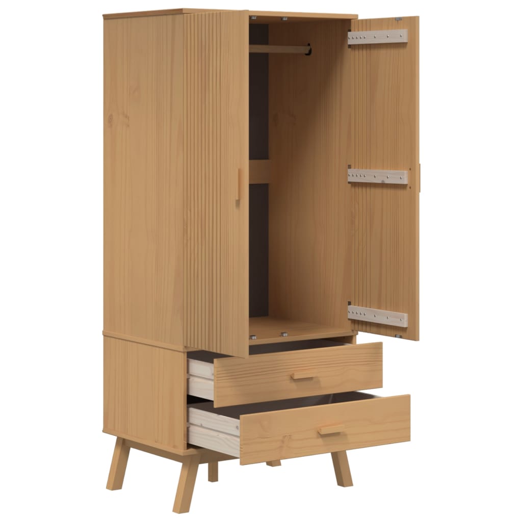Garderobe OLDEN brun 76,5x53x172 cm heltre furu
