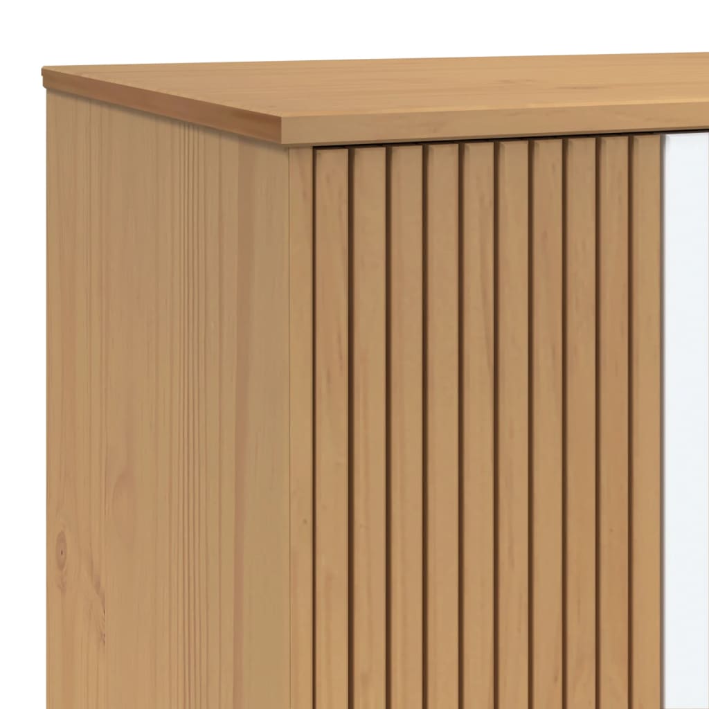 Garderobe OLDEN hvit og brun 76,5x53x172 cm heltre furu vidaXL