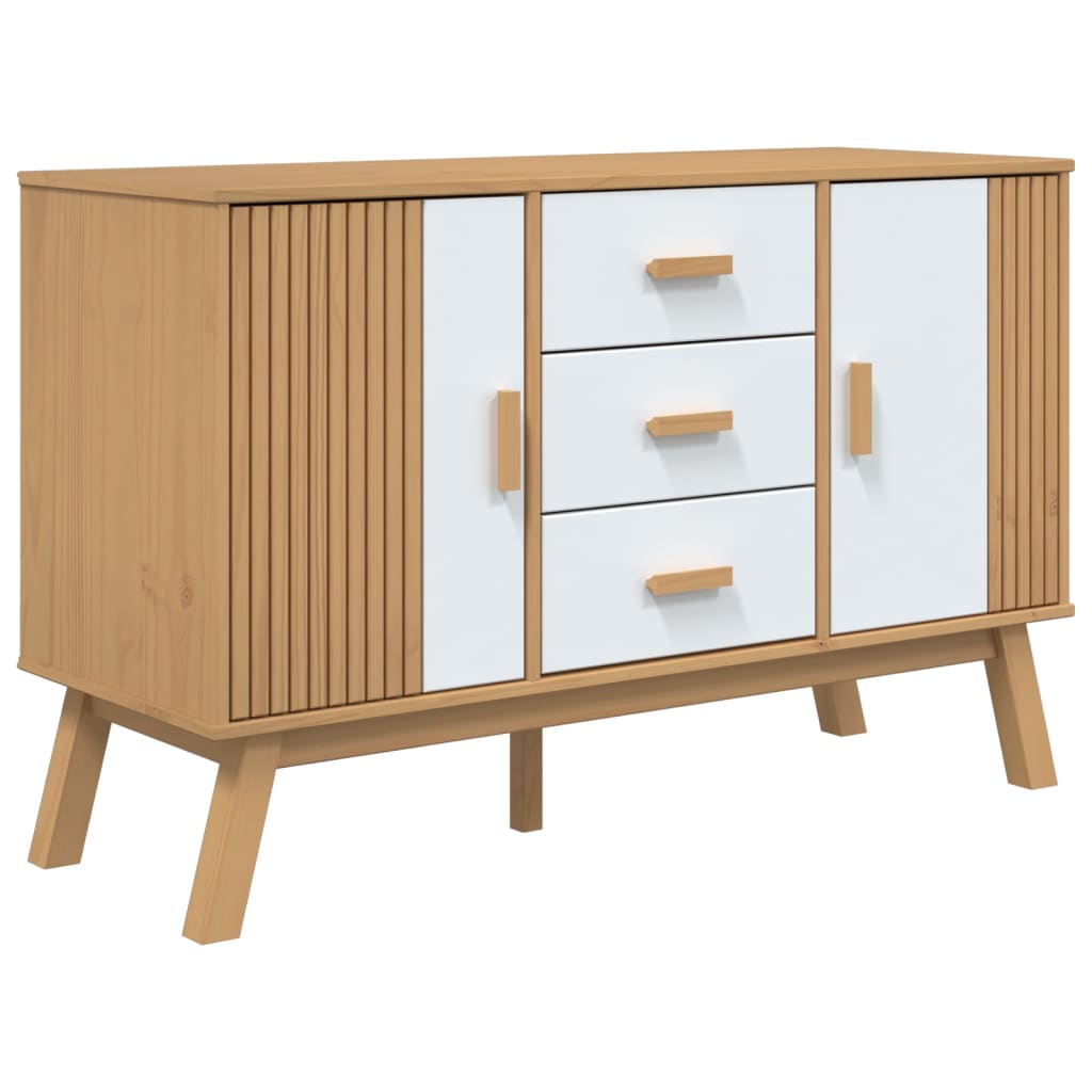 Skjenk OLDEN hvit og brun 114x43x73,5 cm heltre furu