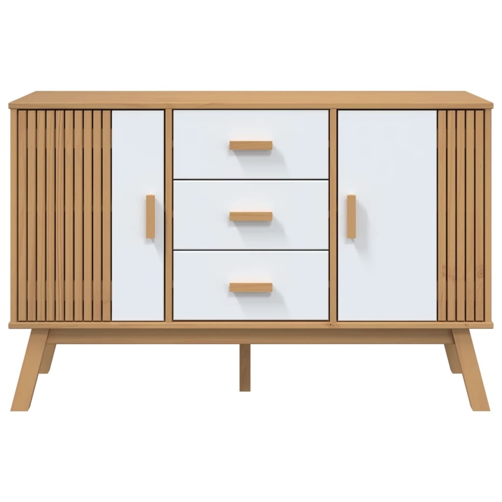 Skjenk OLDEN hvit og brun 114x43x73,5 cm heltre furu
