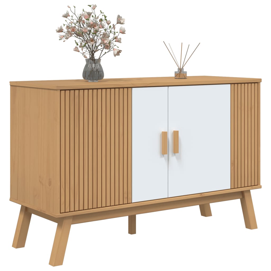 Skjenk OLDEN hvit og brun 114x43x73,5 cm heltre furu