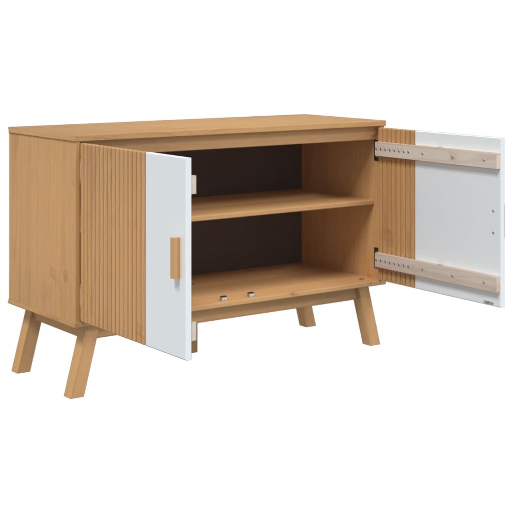 Skjenk OLDEN hvit og brun 114x43x73,5 cm heltre furu