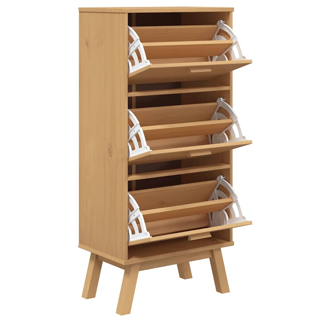 Skoskap OLDEN brun 55x35x120 cm heltre furu