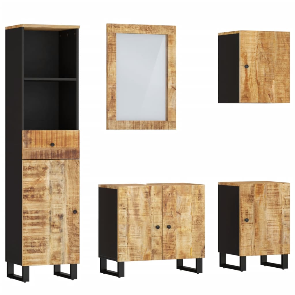 Baderomsskapsett 5 deler heltre mango