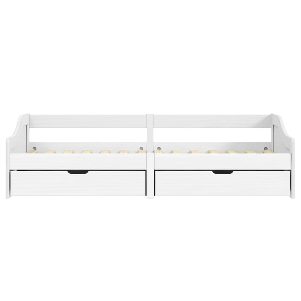 Dagseng med 2 skuffer IRUN hvit 90x200 cm heltre furu