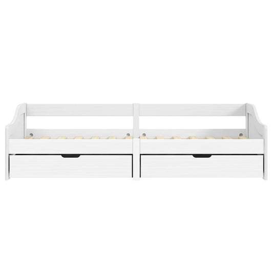 Dagseng med 2 skuffer IRUN hvit 90x200 cm heltre furu