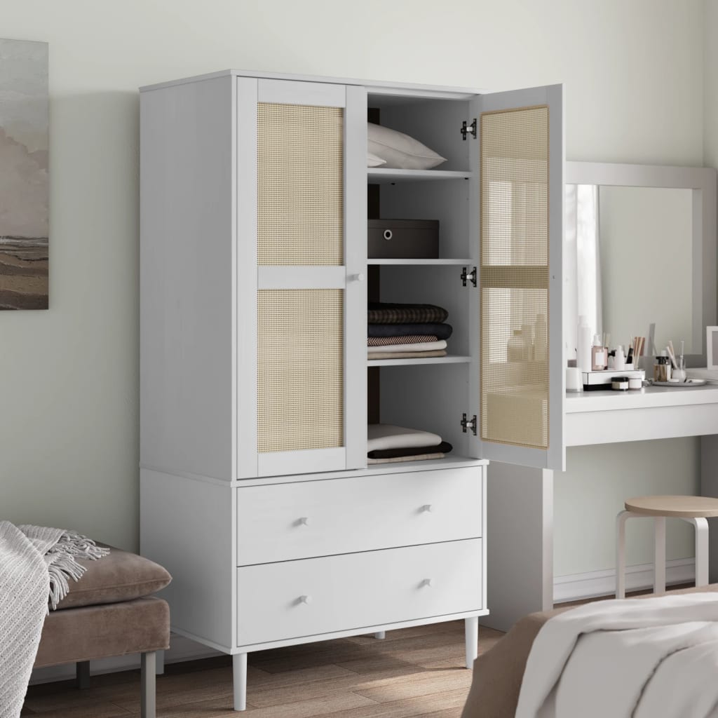 Garderobe SENJA rotting utseende hvit 90x55x175 cm heltre furu
