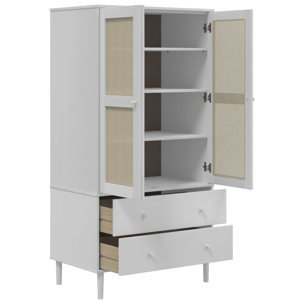 Garderobe SENJA rotting utseende hvit 90x55x175 cm heltre furu