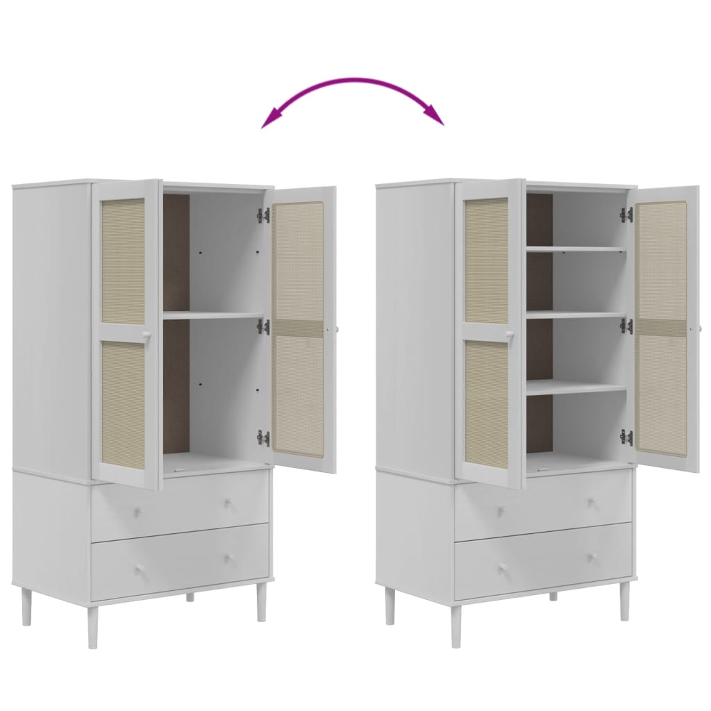 Garderobe SENJA rotting utseende hvit 90x55x175 cm heltre furu