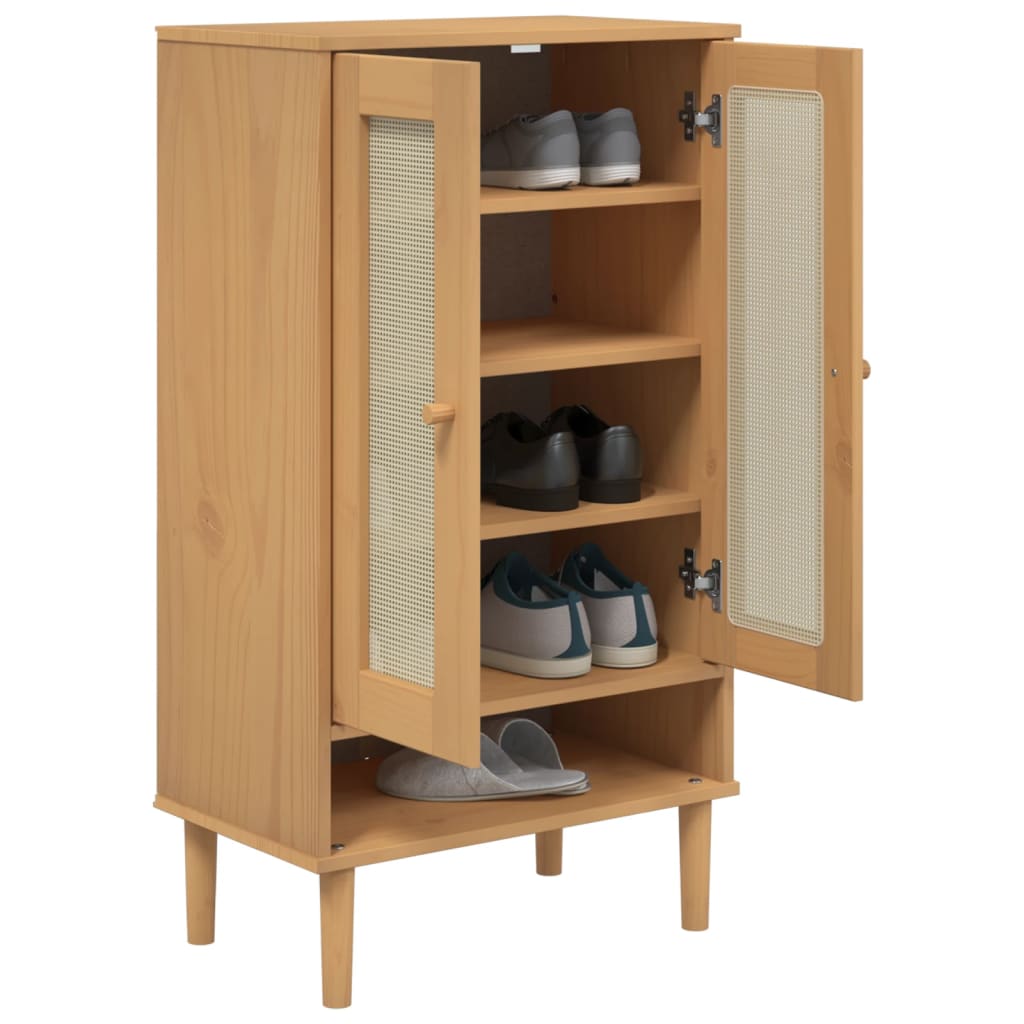 Skoskap SENJA rotting-utseende brun 59,5x35x107 cm heltre