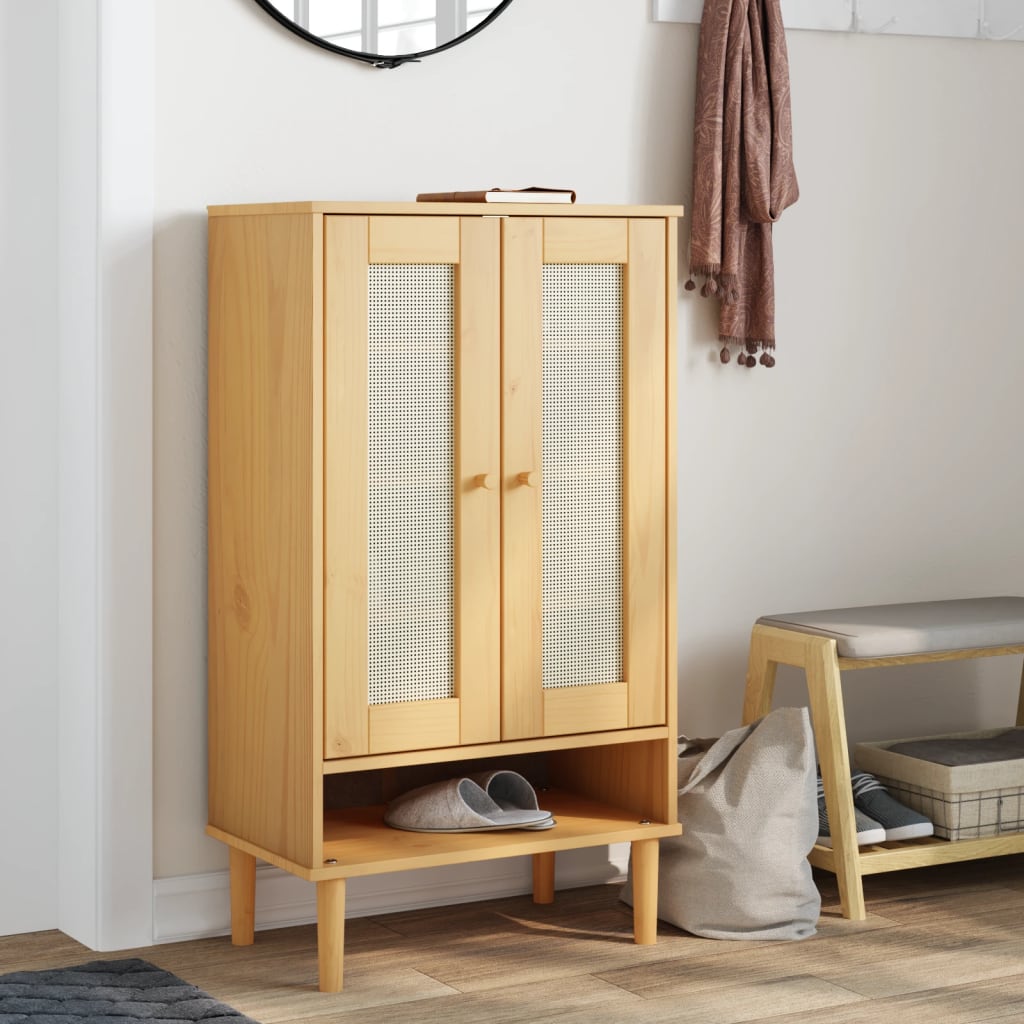 Skoskap SENJA rotting-utseende brun 59,5x35x107 cm heltre