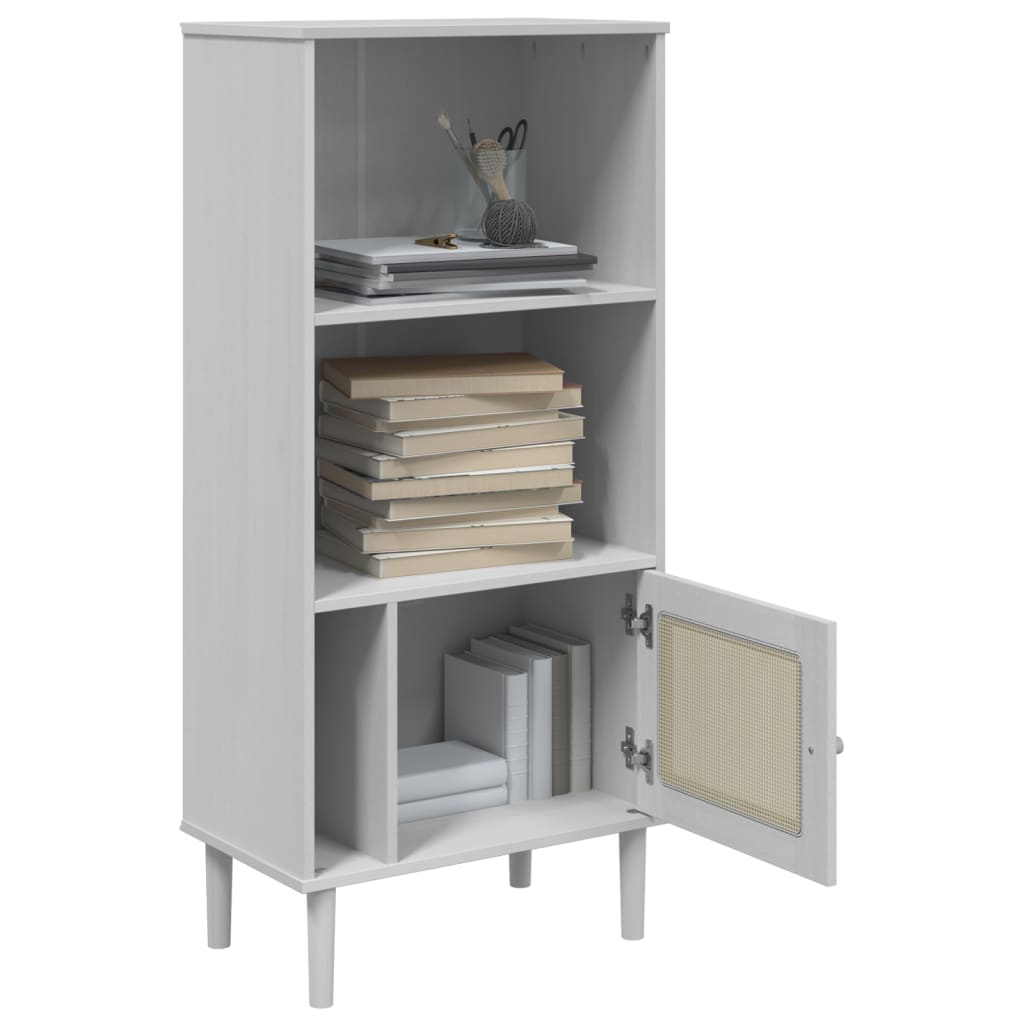 Bokhylle SENJA hvit 60x35x130 cm heltre furu