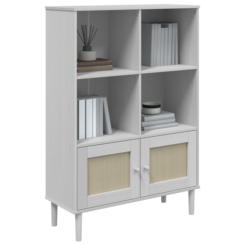 Bokhylle SENJA hvit 90x35x130 cm heltre furu