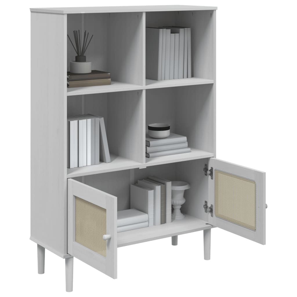 Bokhylle SENJA hvit 90x35x130 cm heltre furu