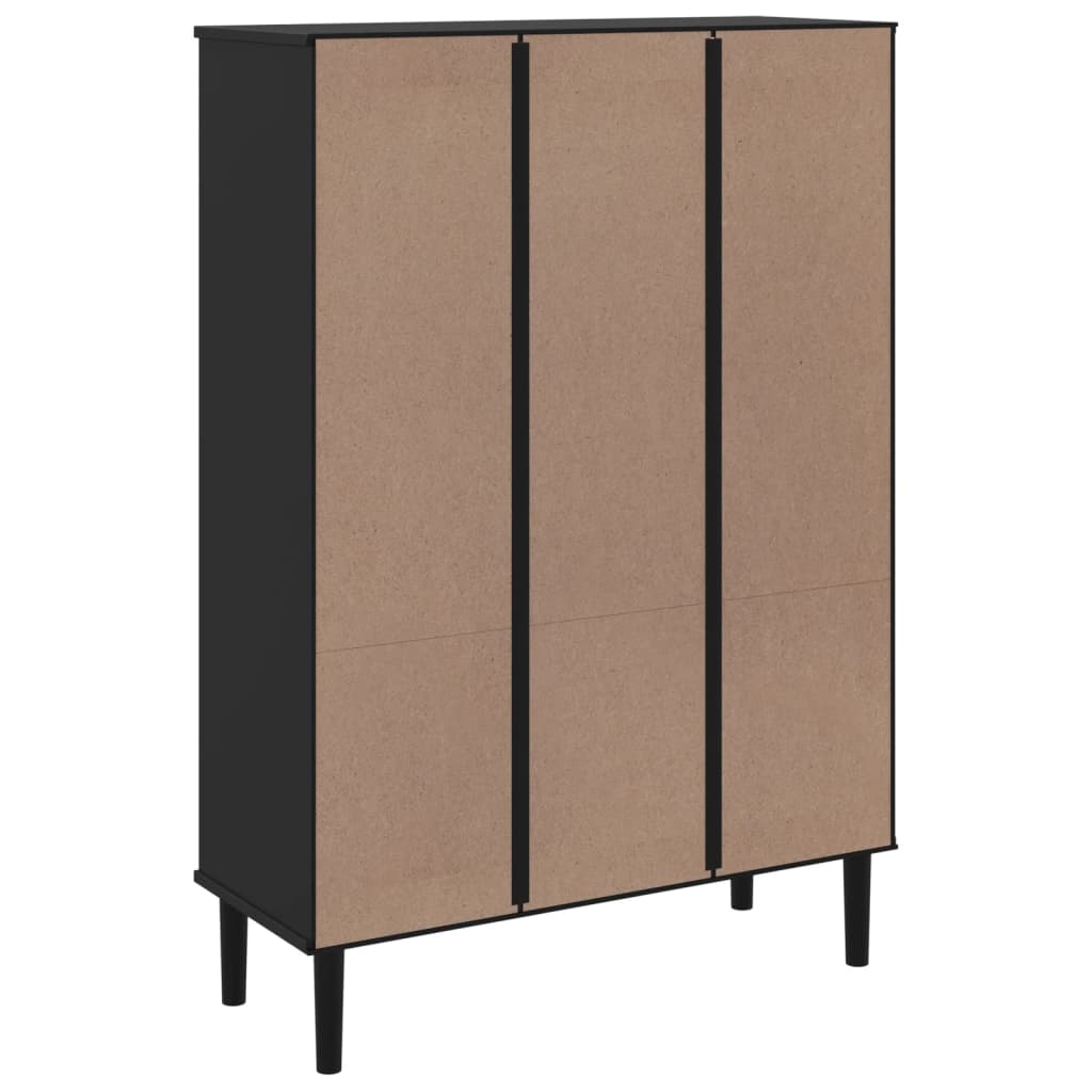 Bokhylle SENJA svart 90x35x130 cm heltre furu