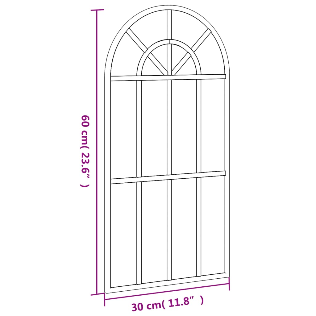 Veggspeil svart 30x60 cm buet jern