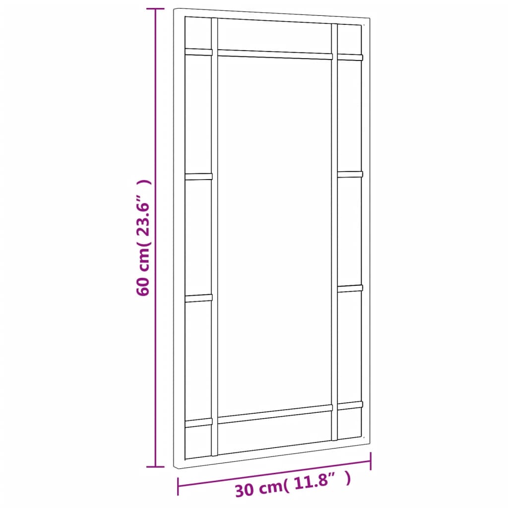 Veggspeil svart 30x60 cm rektangel jern