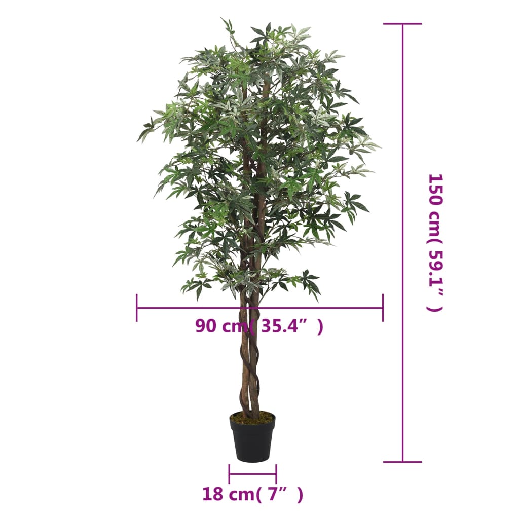 Kunstig lønnetre 504 blader 150 cm grønn