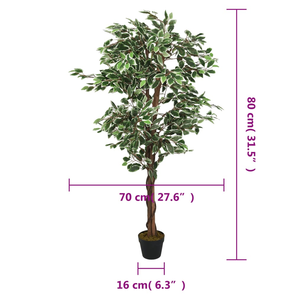 Kunstig fikentre 378 blader 80 cm grønn