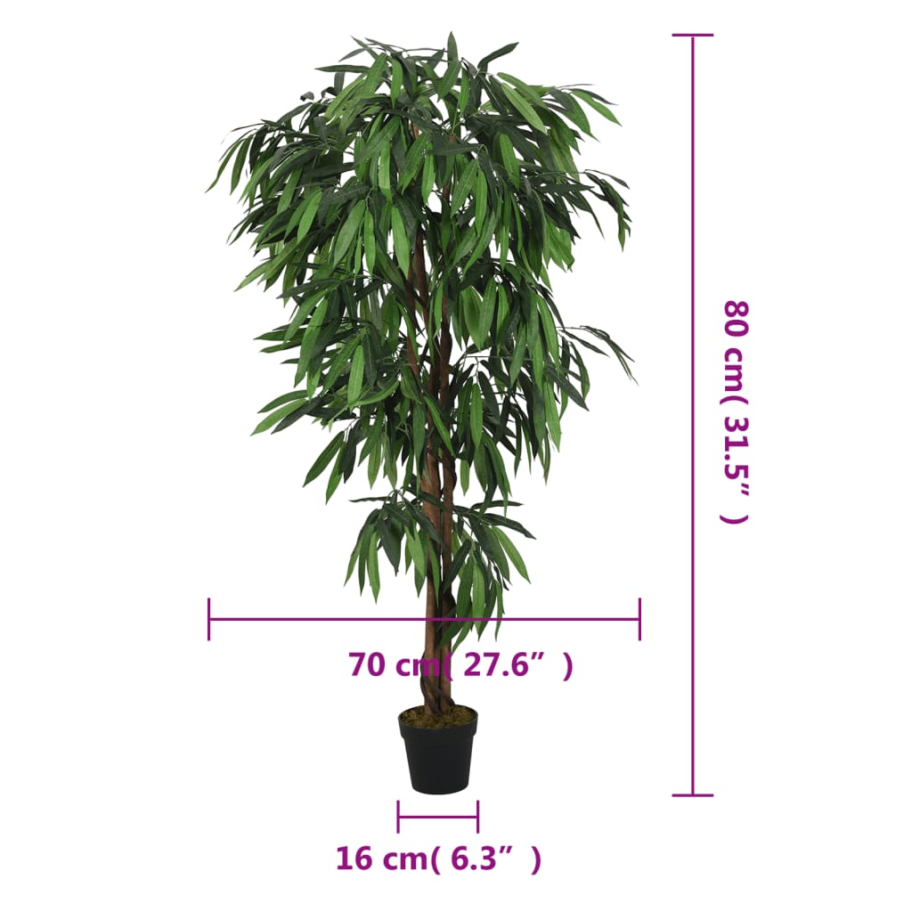 Kunstig mangotre 300 blader 80 cm grønn