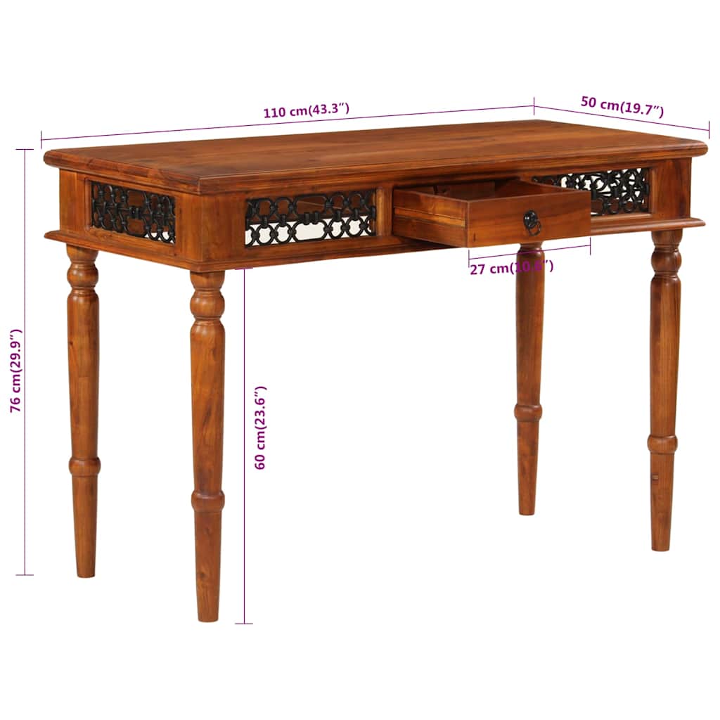 Skrivebord med skuff 110x50x76 cm heltre akasie