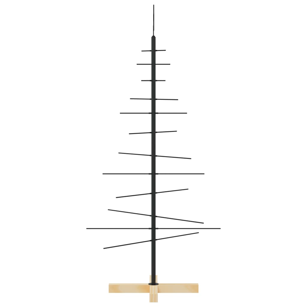 Juletre til dekorasjon med trebunn metall svart 120 cm