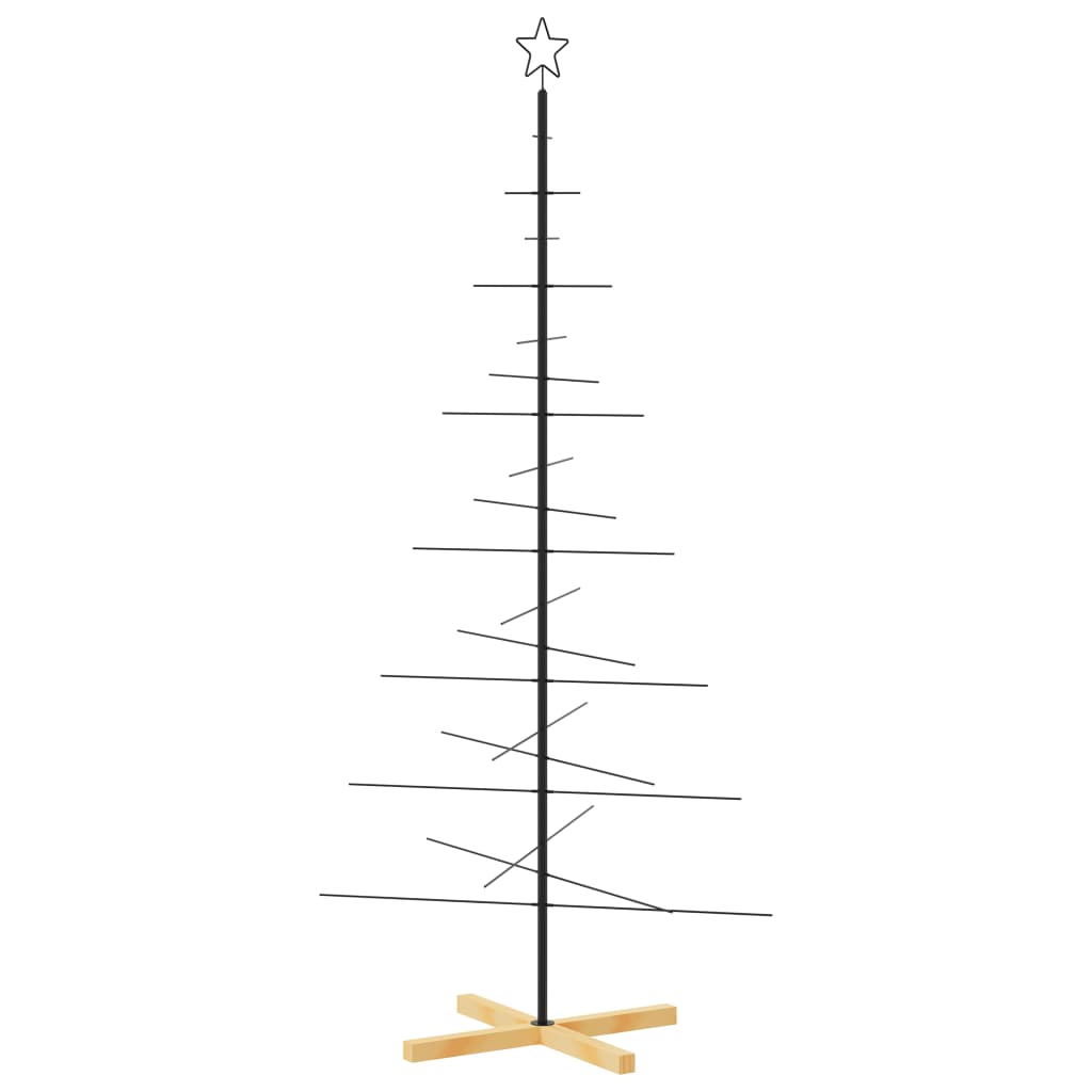 Juletre til dekorasjon med trebunn metall svart 180 cm
