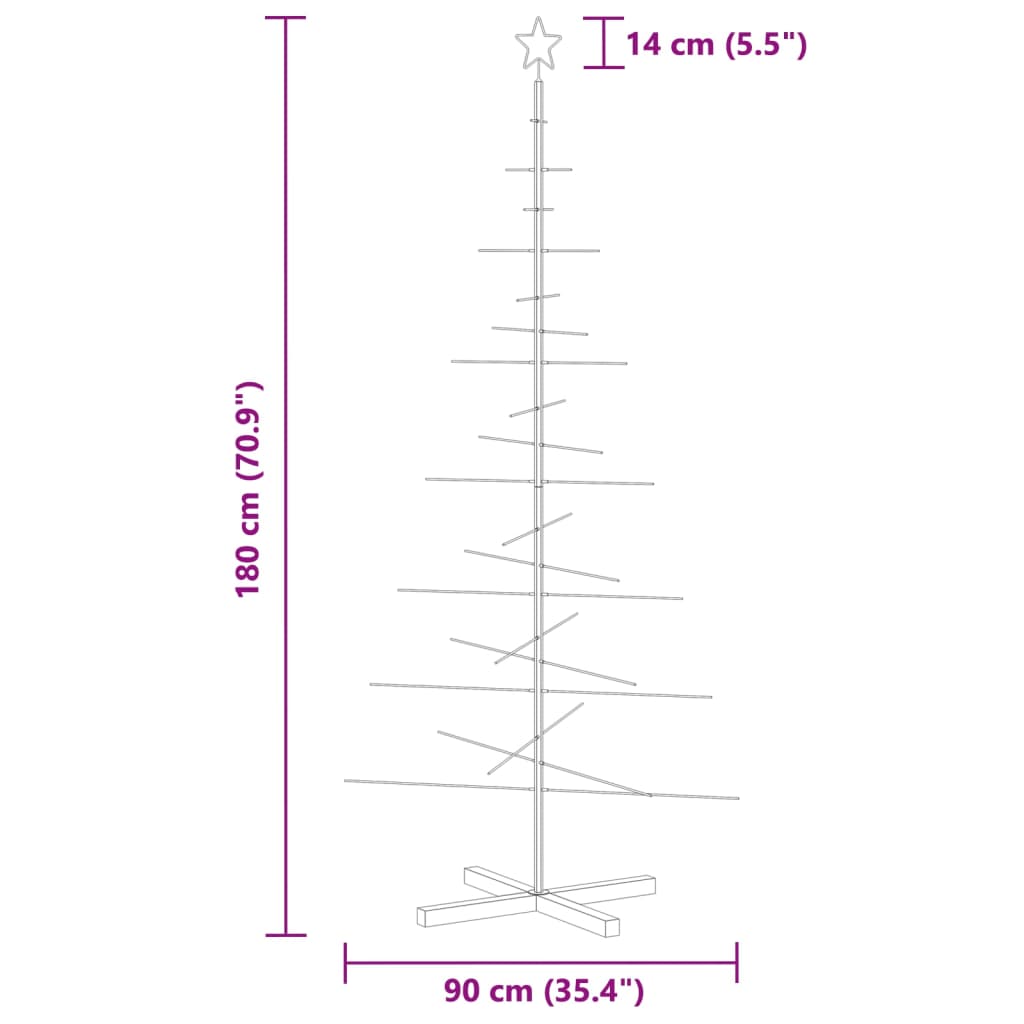 Juletre til dekorasjon med trebunn metall svart 180 cm