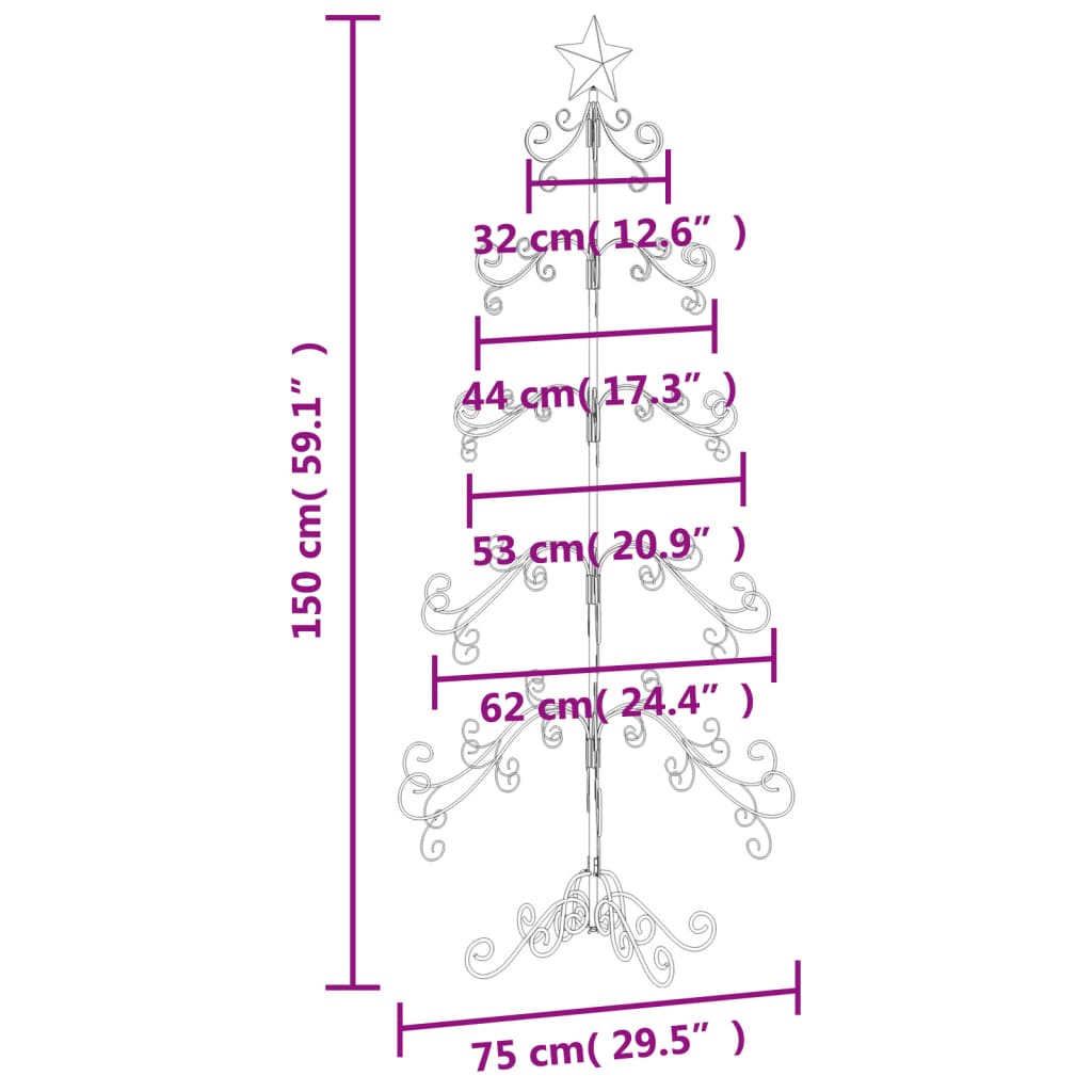 Juletre til dekorasjon metall svart 150 cm