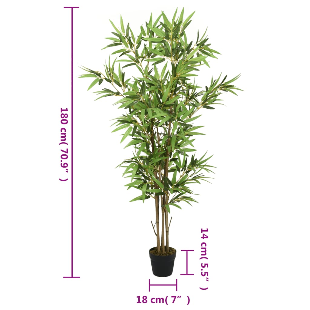 Kunstig bambustre 1288 blader 180 cm grønn