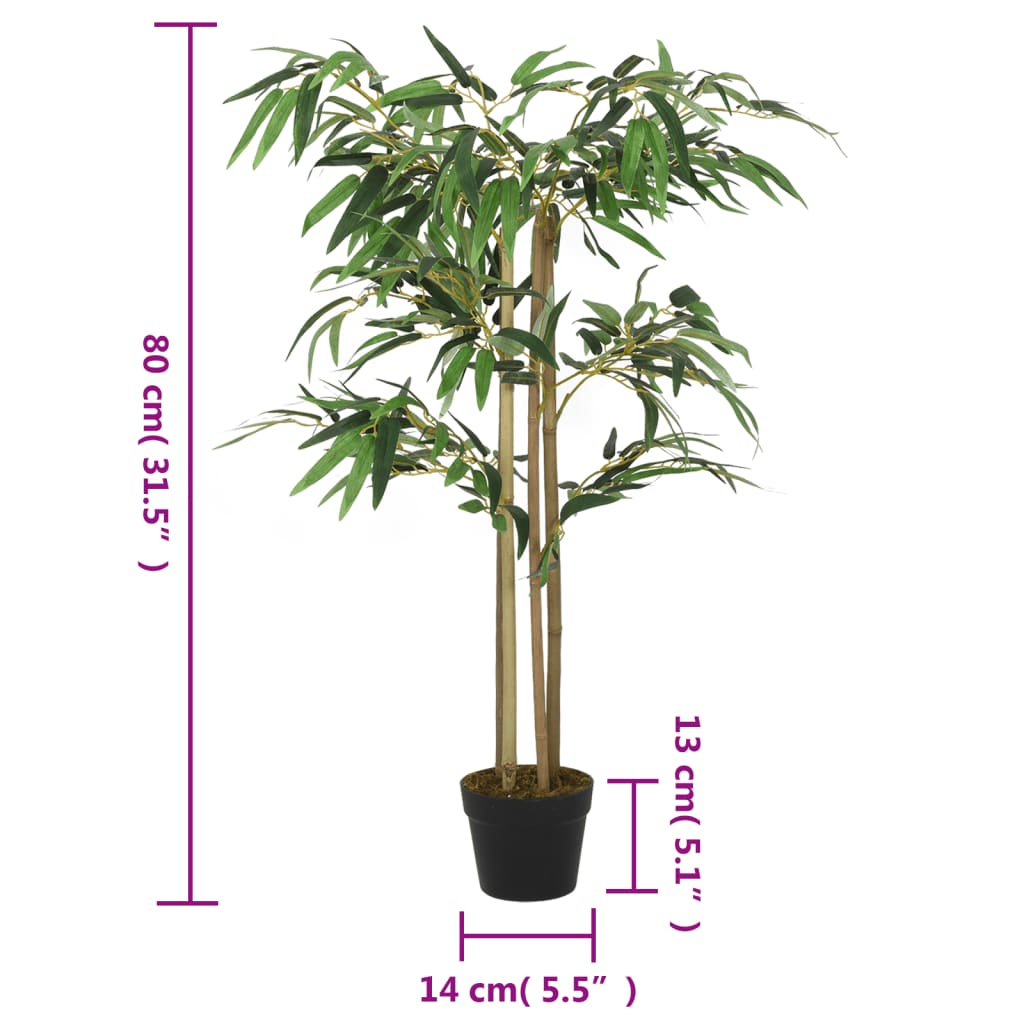 Kunstig bambustre 380 blader 80 cm grønn