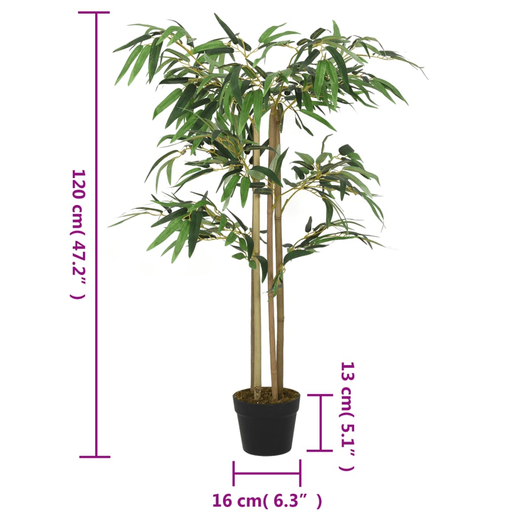 Kunstig bambustre 760 blader 120 cm grønn